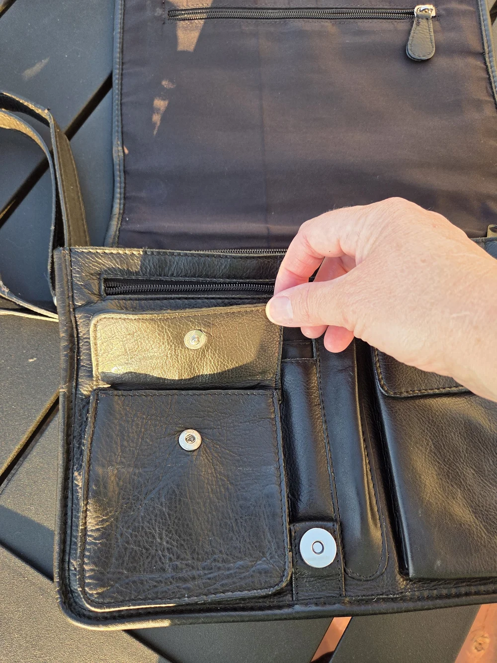 Classic Black Leather Crossbody Bag for Men